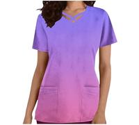 AEGJEGVD Tunique Médicale Femme Col en V Manche Courte Uniforme De Travail Blouse Tenue Infirmiere Professionnelle Uniforme De Travail Esthéticienne Soldes d'été Tenue Infirmiere Professionnelle