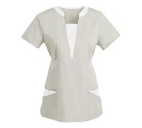 AEGJEGVD Tunique Médicale Femme Soldes Blouse Medicale Femmes Col en V Banche Manche Courte Uniforme de Travail Blouses Infirmiere Femme Professionnelle Uniforme D'Infirmière Pas Cher