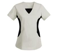 AEGJEGVD Tunique Médicale Femme Soldes Blouse Medicale Femmes Col en V Banche Manche Courte Uniforme de Travail Blouses Infirmiere Femme Professionnelle Uniforme D'Infirmière Pas Cher