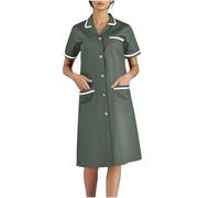 AEGJEGVD Tunique Médicale Femmes Soldes Robe Blouse Medicale Femme Col en V Banche Manche Courte Uniforme de Travail Blouses Infirmiere Femme Professionnelle Uniforme D'Infirmière de Travail Pas Cher
