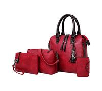 AEGJEGVD Ventes Flash du Jour Sacs Portés Main de 4 pièces Sac a Main Femme +Sac Bandoulière Mode+Portefeuille+Porte Cartes Mignon Sacs D'epaule Contrasté de Voyage Quotidien Travail Cadeau Pas Cher