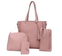 AEGJEGVD Ventes Flash du Jour Sacs Portés Main de 4 pièces Sac a Main Femme +Sac Bandoulière Mode+Portefeuille+Porte Cartes Mignon Sacs D'epaule Contrasté de Voyage Quotidien Travail Cadeau Pas Cher