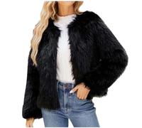 AEGJEGVD Veste en Fausse Fourrure Courte en Peluche pour Femmes Surdimensionné Manteau d'hiver en Fausse Fourrure floue avec Poches pour Fille Coat Jacket Pas Cher Manteau Grande Taille