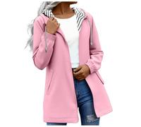 AEGJEGVD Veste Imperméable Femme À Capuche Veste Mi Saison avec Fermeture À Glissière Blouson Imperméable pour Femmes Couleurs Unie Rayé avec Cordon Manteau Vêtement d'alpinisme en Plein Air