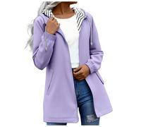 AEGJEGVD Veste Imperméable Femme À Capuche Veste Mi Saison avec Fermeture À Glissière Blouson Imperméable pour Femmes Couleurs Unie Rayé avec Cordon Manteau Vêtement d'alpinisme en Plein Air