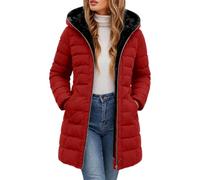 AEGJEGVD Veste Rembourrée Femme Mi-Longue à Capuche avec Doublure Chaude | Doudoune Hiver Femmes, Matière Rembourrée et Isolante, Silhouette Polyvalente, Facile à Combiner avec les Basiques d’Automne