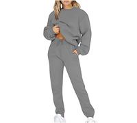 AEGJEGVD Vetement de Sport Femme Ensemble Chic et Elegant Tenue Sport Femmes Hiver Chaud Ensemble de Survêtement Sweat sans Capuche + Jogging Pantalon Tenues Interieur Sportwear Homewear Loungewear