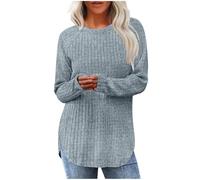 AEGJEGVD Vetement Femme Solde Sweat-Shirts Jumpers T Shirt Top Manches Longues Blouse Pullover Col Rond élégant Chemisier Mode Tops Femmes Chic T Shirts Manche Longue Pull Printemps Automne