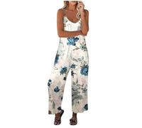 AEGJEGVD Vetement Solde 2025 Salopette Femme Jambe Large Combinaison Pantalon Décontracté avec Poches Ample Salopettes Bretelles Fines Grand Pantalon Large Baggy Doux Confort Jumpsuit