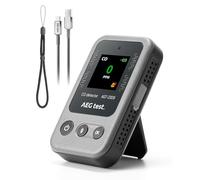 AEGTEST AGT-2309 Détecteur de monoxyde de Carbone Portable, Mini détecteur Rechargeable, Autonomie 15 Jours, Cordon pour Voyage et Camping, Alarme sonore et visuelle, 0-1000 ppm - Gris
