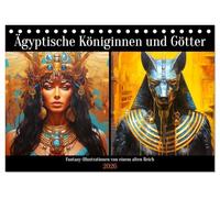 Ägyptische Königinnen und Götter. Fantasy-Illustrationen von einem alten Reich (Tischkalender 2026 DIN A5 quer), CALVENDO Monatskalender: Die mystische Welt des alten Ägyptens in tollen Illustrationen