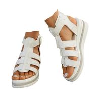 AEHAXGD Gladiator Sandales compensées pour femme 2026 - Orthopédiques habillées avec strass - Bout ouvert - Coupe large - Confortables - Avec fermeture éclair - Sandales décontractées pour la plage et