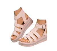 AEHAXGD Gladiator Sandales compensées pour femme 2026 - Orthopédiques habillées avec strass - Bout ouvert - Coupe large - Confortables - Avec fermeture éclair - Sandales décontractées pour la plage et