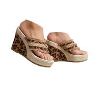 AEHAXGD Sandales compensées en jean pour femme - Espadrilles à talons hauts - Antidérapantes - Style vintage - Confortable - Semelle souple - Tongs de marche tendance et décontractées - Sandales de