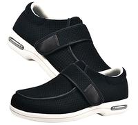 AEHO Chaussures Diabétiques Hommes Pieds Larges Femmes Chaussures pour Personnes âgées gonflées de Pied de Grande Taille Chaussures Large et Confortable pour Pieds Gonflés,Noir,49 EU