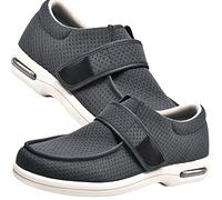 AEHO Chaussures Diabétiques Hommes Pieds Larges Femmes Chaussures pour Personnes âgées gonflées de Pied de Grande Taille Chaussures Large et Confortable pour Pieds Gonflés,Gris,49 EU