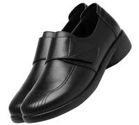 AEHO Chaussures Orthopédiques sans Lacets Baskets de randonnée en Plein air Chaussures en Cuir Confort sans Lacets Chaussures à Enfiler Chaussure Diabetique,Noir,42/260mm