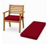 AEHO Coussin Banquette, Galette de Banc Déperlante, Mousse Haute Densité 50D de 5cm, Assise Antidérapante pour Meubles de Jardin, Banc de Cuisine et Fenêtre,Rouge,75x55x5cm