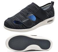 AEHO Oedeme Extra Large œdème Chaussures gonflées Chaussures diabétiques Hommes Femmes Confort Personnes âgées Pantoufles Chaussure orthopédique Anti-dérapant Respirant été Pantoufle,Blackgrey,43.5 EU