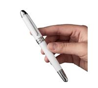 AEHON Stylos plume entièrement en métal noir et blanc pour écrire, bureau, dessin, cadeau signature (blanc, pointe de 0,38 mm)