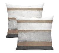 AEIOAE Lot de 2 housses de coussin décoratives carrées en coton à rayures marron clair et gris pour extérieur, 40,6 x 40,6 cm, décoration pour la maison, le canapé, la chambre à coucher