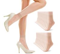 AEIOPRS 10 Paires de chaussettes pour femmes Soie fine Pure Matt Transparent Nylon Chaussettes fines Couleur chair