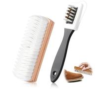 AEIOPRS 2 Pcs Kit de Brosses à Chaussures pour Daim et Nubuck Brosse en Crêpe avec Gomme de Nettoyage Brosse Multifonction 4 Côtés Kit de Nettoyage Daim/Nubuck