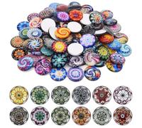 AEIOPRS 50 Pcs Cabochons en Verre Kaléidoscope Mosaïque Ronde Dôme Multicolore pour Bijoux et Décoration 12mm