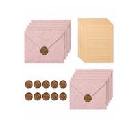 AEIOPRS Kit Papier à Lettres Vintage, 20 Feuilles + 10 Enveloppes + 10 Cachets Cire Autocollants, Papeterie Complète pour Lettres d'Amour & Cadeaux