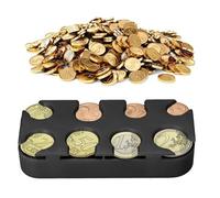 AEIOPRS Organiseur de Pièces de Monnaie Boîte de Rangement pour Euros avec 8 Compartiments Idéal pour Voiture et Sac à Main Couleur Noir