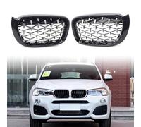 AEIOUPMMA Calandre Avant de Voiture Grilles en Maille de Style Diamond Meteor pour BMW X3 F25 X4 F26 2014 2015 2016 2017(Chrome)