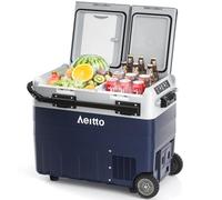 Aeitto Réfrigérateur de voiture 12 V, 52 l (50 L) double zone portable - 15,6 à 20 °C - Refroidisseur électrique double contrôle de la température 12/24 V CC et 100-240 V AC pour voyage, camping