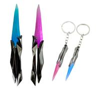 AEIXYA 2 Couteaux À Singularité Valorant, Comprend 2 Porte-Clés Assortis, Dégradé De Bleu Et De Rose, Jouet Ludique,Butterfly Knife,Couteau Papillon Entraînement
