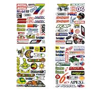 AEIXYA Autocollant Casque Moto,100 Pièces Sticker Moto,Moto Autocollants Sponsor Autocollant Motocross Graphiques Vélo Vtt Ordinateur Scooter Kit Modèle Faire Vinyle Brillant Célèbre Marques Pack(A)