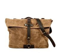 AEJHSIN Leather Messenger Bag Men Sac à bandoulière en toile rétro for hommes, sacoche for ordinateur portable, de travail, étanche, voyage plein air, Locomotive(Khaki)