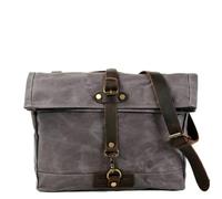 AEJHSIN Leather Messenger Bag Men Sac à bandoulière en toile rétro for hommes, sacoche for ordinateur portable, de travail, étanche, voyage plein air, Locomotive(Dark Grey)