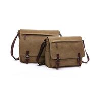 AEJHSIN Leather Messenger Bag Men Vintage hommes toile sac de messager affaires décontracté voyage à bandoulière ordinateur portable sacs for Bolso Hombre rétro(Green,L)