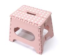 AEJHSIN Tabourets pliants Portable Folding Step Stool with Handle | Compact Plastic Seat for Bathroom, Home and Travel(Pink)