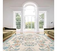 AEKDCL Blue Area Tapis pour salon, 90 x 150 cm, motif floral bohème, lavable, résistant aux taches, antidérapant, doux, léger et fin, pour chambre d'enfant, salle de jeux, appartement