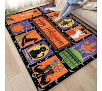 AEKDCL Grand tapis patchwork rétro pour Halloween, 90 x 150 cm, antidérapant, lavable, effrayant, tapis décoratif pour salon, salle de jeux, chambre à coucher, dortoir
