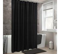 AEKDCL Rideau Douche Anti Moisissure en PEVA 180x195cm/71x77in(WxH) Noir Rideau de Douche Tissu Polyester Imperméable Lavable en Machine pour Baigoire Angle Salle de Bain avec 12 Crochets