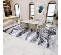 AEKDCL Tapis antidérapant gris/blanc - 40 x 60 cm (l x L) - Lavable en machine - Moderne - Résistant aux taches - Pour salon, chambre à coucher, salle à manger