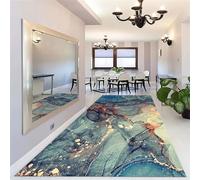 AEKDCL Tapis antidérapant vert/doré, 150 x 240 cm, doux à poils ras - Lavable en machine - Moderne - Résistant aux taches - Pour salon, chambre à coucher, salle à manger