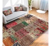 AEKDCL Tapis décoratif de la collection turque pour salon, 80 x 120 cm (l x L) - Tapis doux rétro - Lavable et antidérapant - Motif floral - Pour salle à manger, bureau, maison de ferme