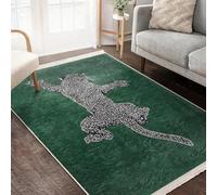 AEKDCL Tapis moderne, antidérapant, ultra fin, doux, lavable, pour salle de bain, cuisine, salon, décoration d'intérieur moderne, vert, 100 x 140 cm