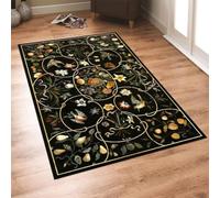 AEKDCL Tapis noir pour salon, 180 x 280 cm, motif floral bohème, lavable, résistant aux taches, antidérapant, doux, léger et fin, pour chambre d'enfant, salle de jeux, appartement