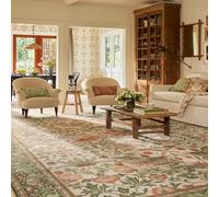 AEKDCL Tapis pour salon, 150 x 210 cm, motif floral bohème, lavable, résistant aux taches, antidérapant, doux, léger et fin, pour chambre d'enfant, salle de jeux, appartement, vert olive