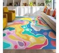 AEKDCL Tapis Rectangulaire à Poils Courts 120 x 160 cm, Lavable Doux, Coloré Tapis Rectangulaire Antidérapant pour Chevet, Salon, Chambre d'enfant, Cuisine, Couloir