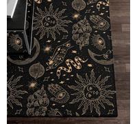AEKDCL Tapis Soleil Noir et Or Bohême, 80 x 160 cm Lavable Antidérapant, Paillasson Interieur Entree, Modern Fashion Court Tapis en Peluche, Ne Tombe Pas pour Le Couloir De Bureau De Salon