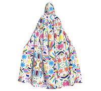 AEKGOHP Cape à capuche mexicaine Otomi Animaux Imprimé Halloween Adulte Vêtements Homme et Femme Manteau Jeu de rôle